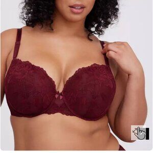 Lace Underwire Bra - Burgundy